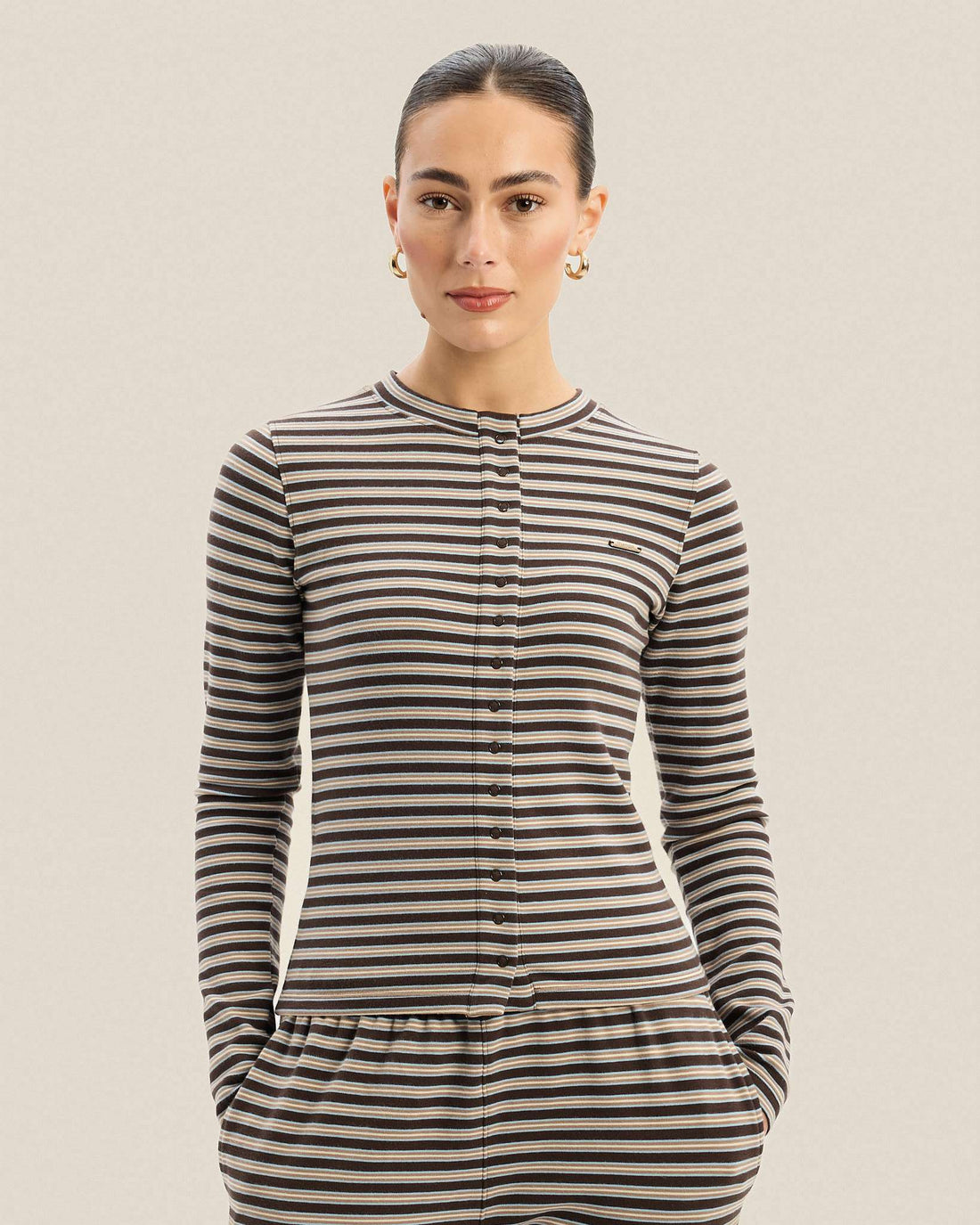 Woodland Stripe Long Sleeve Button Up