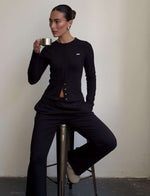 Black Cotton Stretch Pants