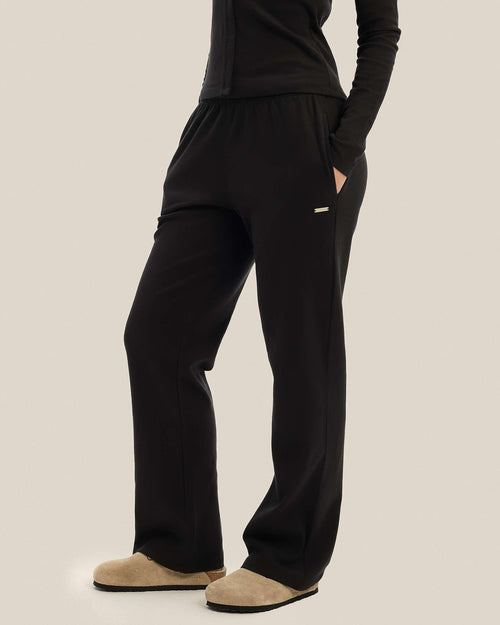 Black Cotton Stretch Pants
